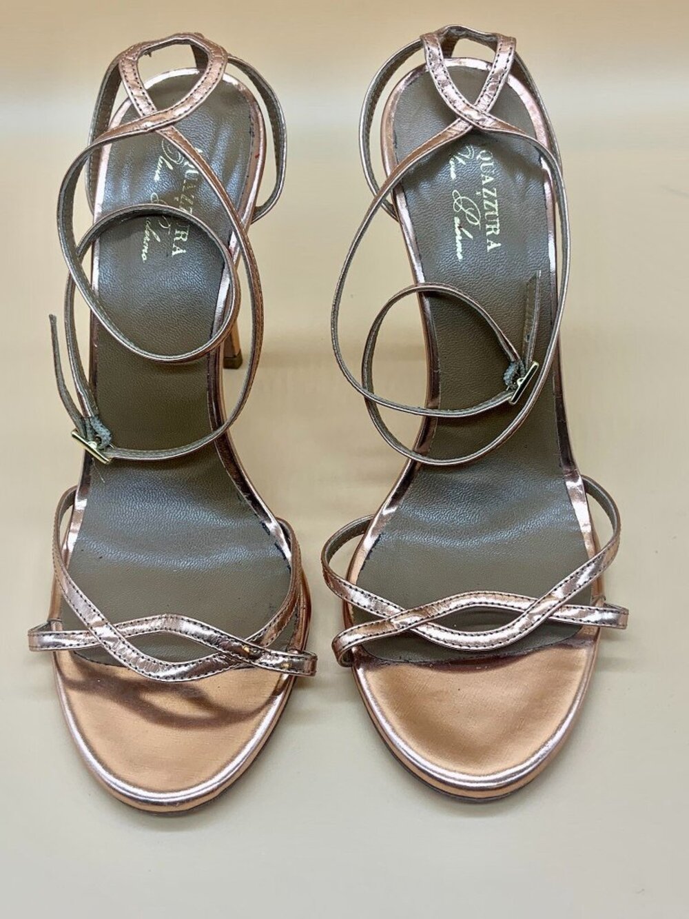 Aquazzura Gold Mirrored Strappy Stilettos